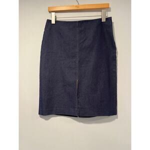 Bebe Straight Pencil Denim Style Business Skirt Cotton Blend Dark Blue Sz 10 JL